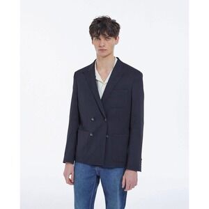 The Kooples Mixed Knitted Honeycomb Suit Jacket Blazer $495 NEW Navy Size 50
